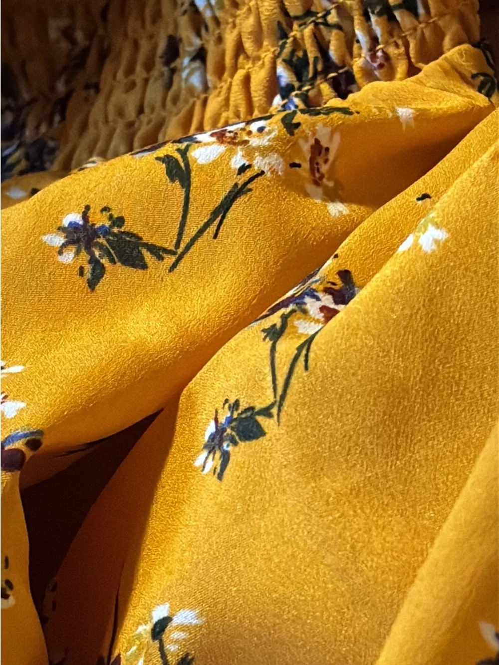 🆕 Floral Mustard Midi Dress with V-Neck and Smocked Waist size 2X NWOT - Picture 12 of 13